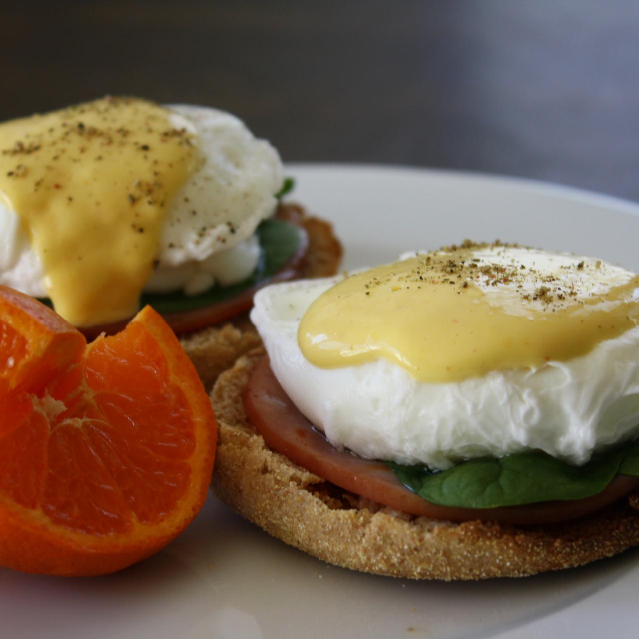 Heart Healthy Eggs Benedict with Butternut Hollandaise