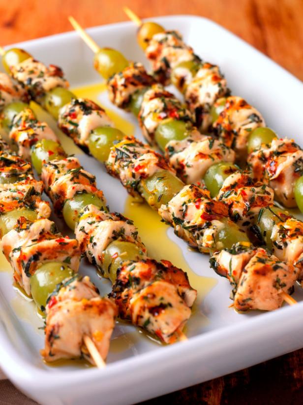 Mediterranean Grilled Chicken and Grape Skewers image