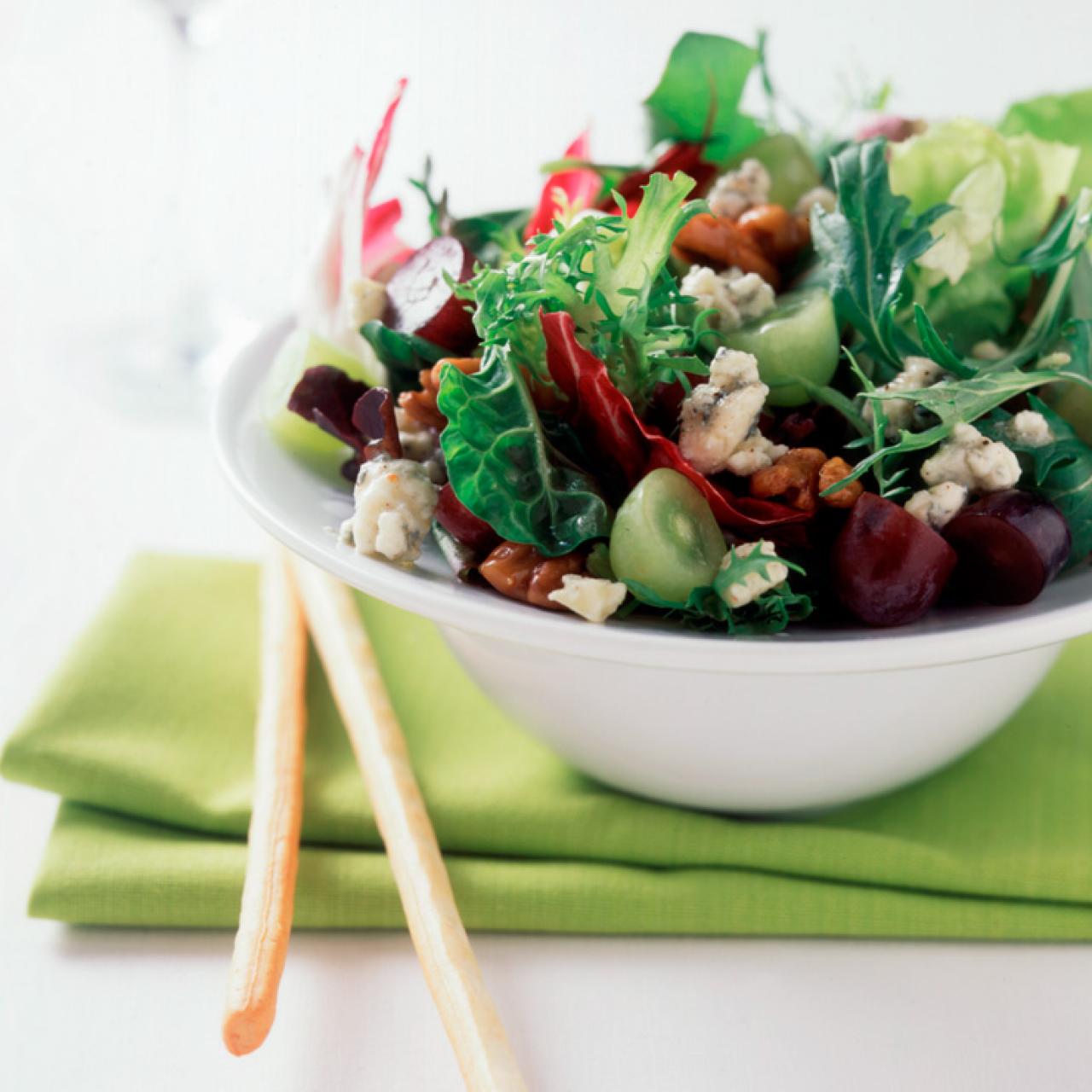 Mixed Baby Greens with Pomegranate, Gorgonzola and Pecans –