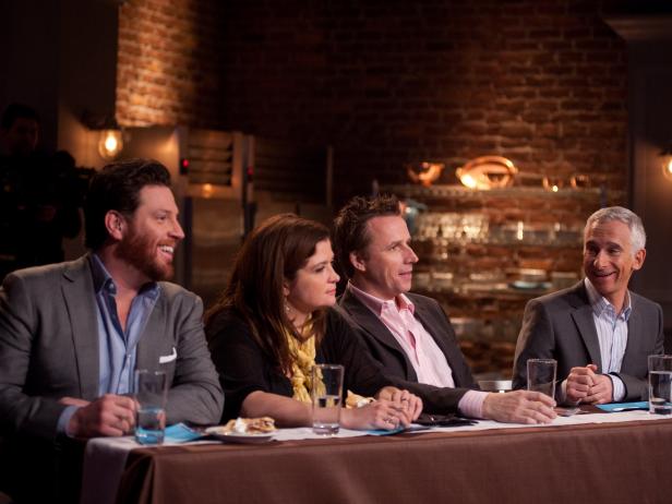 Guest Judges Scott Conant, Alex Guarnaschelli, Marc Murphy and The Network's Bob Tuschman at the presentions to Judges Table in the Star Challenge "Chopped Desserts" as seen on Food Network's Star Season 8, Episode 3