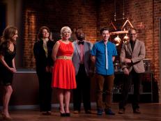 Producer Alton Brown and his Contestants Martie Duncan, Emily Ellyn, Judson Allen and Justin Warner at the Winner Reveal for the Star Challenge "Chopped Desserts" as seen on Food Network's Star Season 8, Episode 3