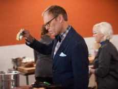 Producer Alton Brown overseeing his team cooking for their restaurant "Do South" for the Star Challenge "Restaurant Impossible" as seen on Food Network's Star, Season 8.