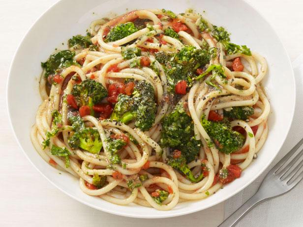 Pasta with Roasted Broccoli and Almond Tomato Sauce