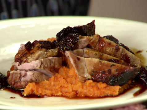 Brined Pork Porterhouse with Dried Fig Saba Sauce