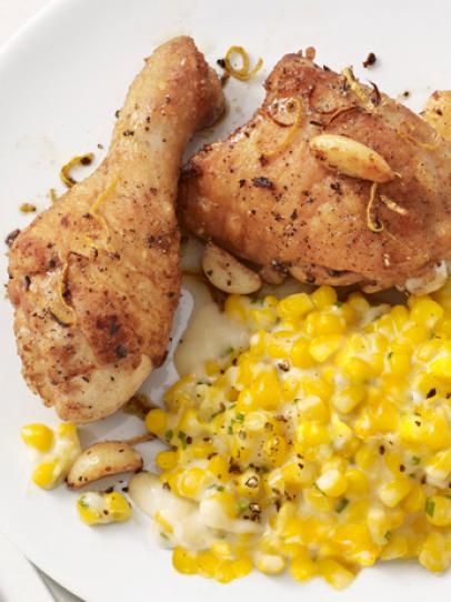Lemon-Garlic Chicken With Creamed Corn