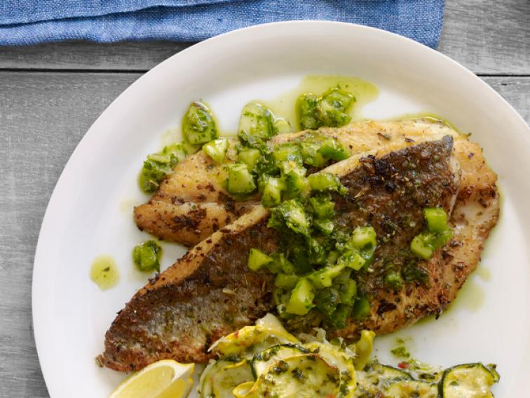 PanSeared Branzino With Herb Salsa Recipe Food Network Kitchen