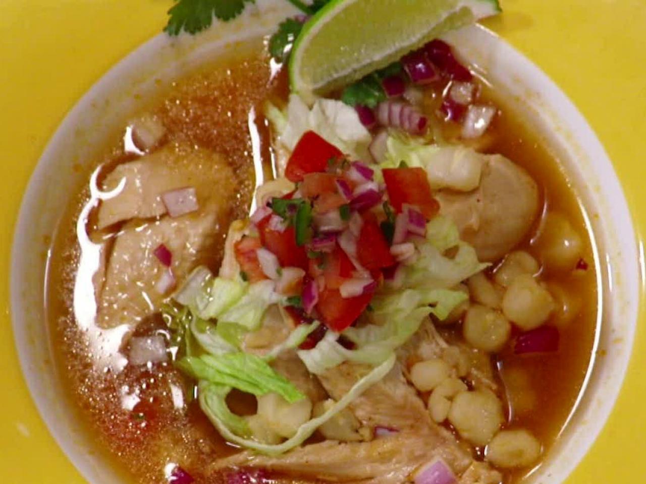 Pressure Cooked Chicken Posole with Avocado Tomatillo Salsa