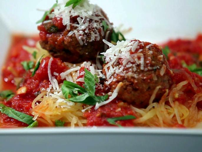 Turkey Meatballs with Spaghetti Squash in Tomato Sauce Recipe Michele