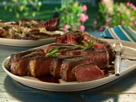 Bistecca alla Florentine with Balsamic-Rosemary Steak Sauce and Grilled Treviso with Gorgonzola