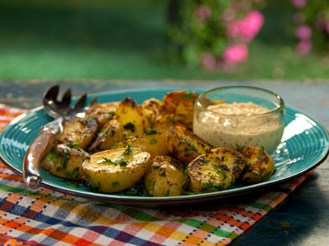 Mustard Aioli Grilled Potatoes with Fine Herbs