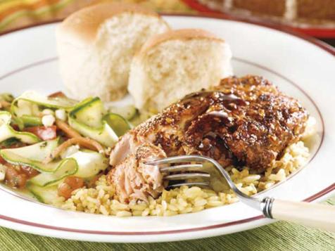 Sweet Pepper Salmon with Zucchini Ribbon Salad