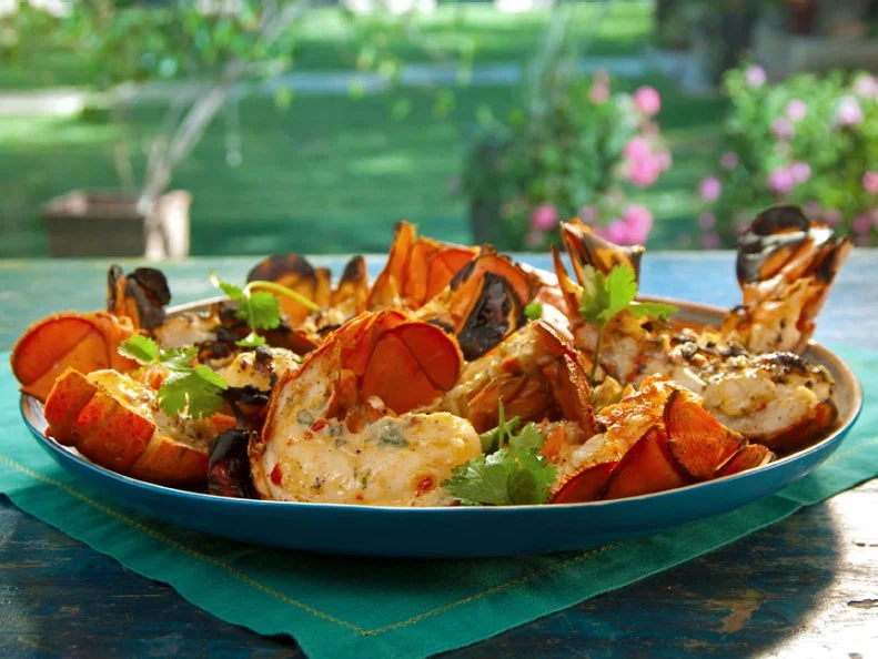 Bobby Flay's Grilled Lobster Tails with Lemon-Red Fresno Butter