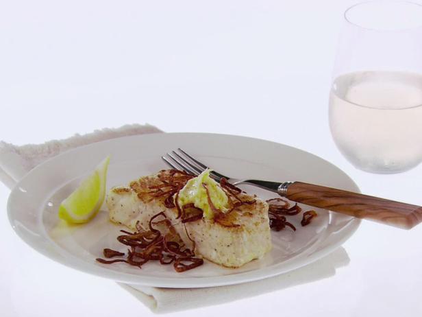 Halibut with Lemon-Butter and Crispy Shallots