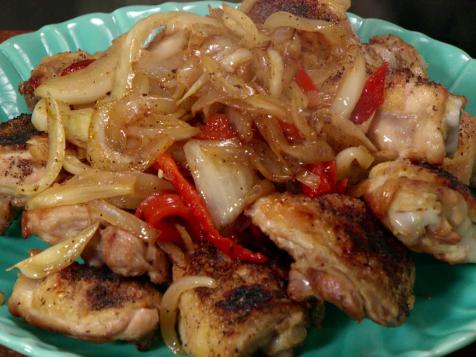 Broiled Chicken Thighs with Fennel, Onions, and Roasted Red Peppers