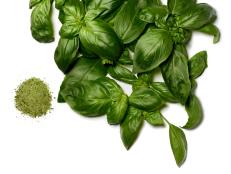 If you need to use up all of that basil from the garden, make basil-flavored salt. Serve it with fresh tomatoes and mozzarella at a cookout, or package it to give to the neighbors.