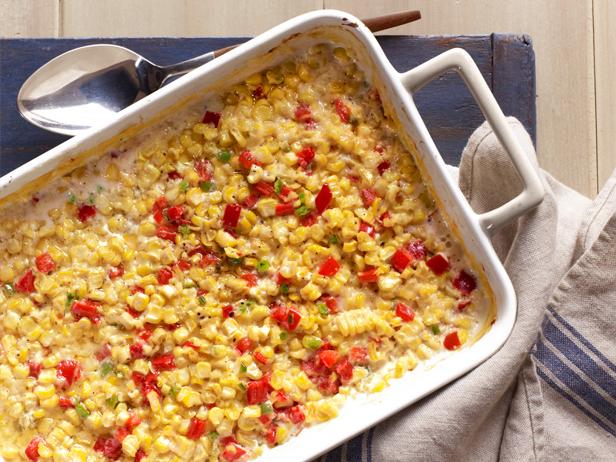 Baked Creamed Corn With Red Bell Peppers and Jalapenos