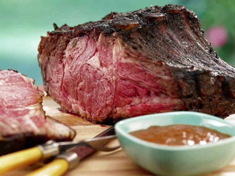 Smoked Prime Rib with Red Wine Steak Sauce Recipe Bobby Flay Food