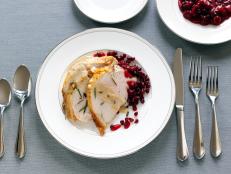 Rachel Ray - Sliced Chipotle Turkey Breast with Pomegranate Cranberry Relish and Polenta