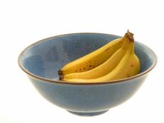 Bananas in a blue bowl