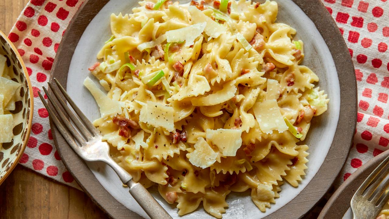 Pasta With Pancetta and Leeks