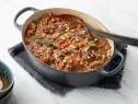 Ina Garten's Rich Beef Barley Soup for the Drill Dinner episode of Barefoot Contessa: Modern Comfort Food, as seen on Food Network.
