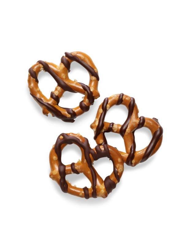 chocolate drizzled pretzels