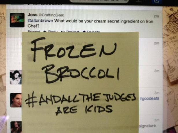alton brown frozen broccoli tweet