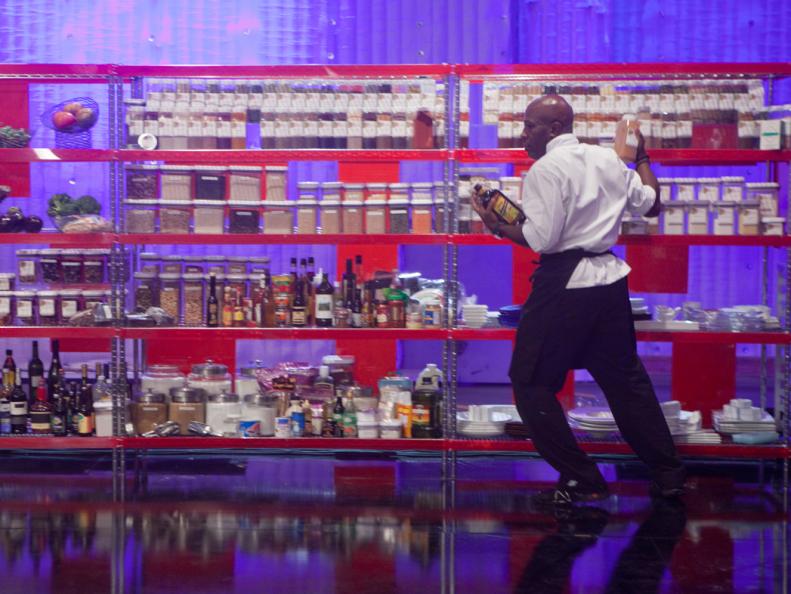 Rival Chef Madison Cowan gathering ingredients in Battle #2: Secret Ingredient Showdown "Peanuts" as seen on Food Network's Next Iron Chef, Redemption, Season 5.