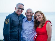 Judges Iron Chef Geoffrey Zakarian, Simon Majumdar and Donatella Arpaia at the Chairman's Challenge "Resourcefulness" as seen on Food Network's Next Iron Chef, Redemption, Season 5.