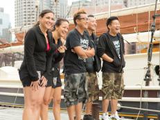 (L-R) Jaclyn Kolsby, Lisa Nativo, Jessica Stambach, Yong Kim, Ted Oh, and Ted Kim in Boston, MA. As seen on Food Network's The Great Food Truck Race, Season 3.