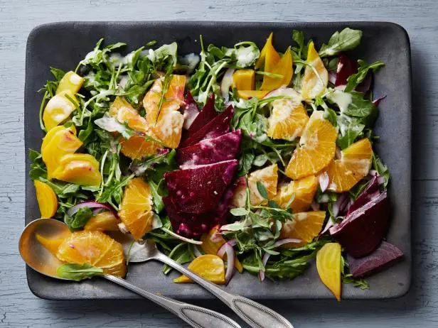 beet salad dressing with orange juice Roasted Beet Salad with Oranges and Creamy Goat Cheese Dressing