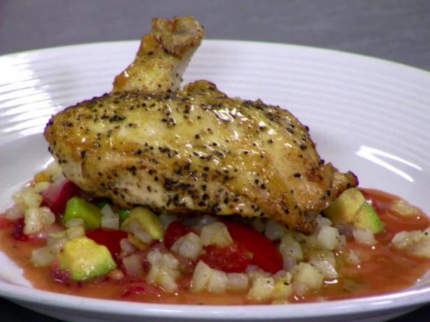 Pan Seared Chicken Strawberry Avocado Relish Recipe Robert Irvine Food Network