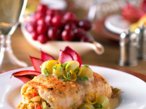 Stuffed Sole Fillets with Crab and Grapes