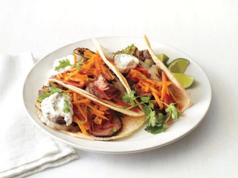 Grilled Steak Tacos with Carrot Pepper Slaw