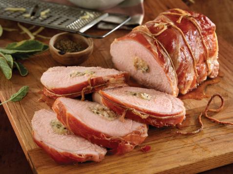 Pork Loin with Prosciutto, Fontina, and Sage