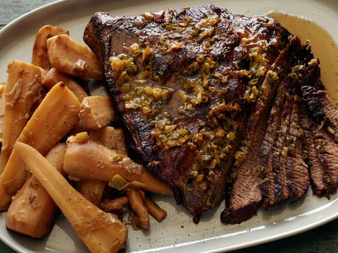 Brisket with Parsnips, Leeks and Green Onions