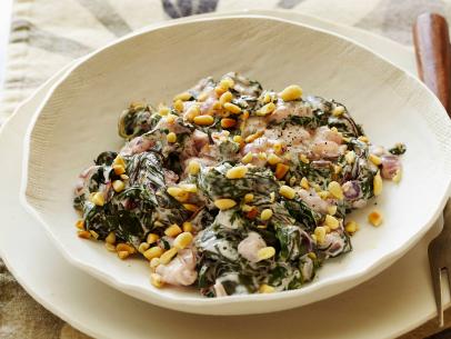 Healthy Creamed Swiss Chard with Pine Nuts