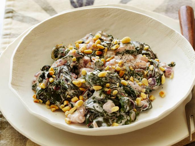 Healthy Creamed Swiss Chard With Pine Nuts Recipe Food Network