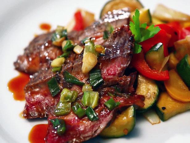 The Last Stagon Grilled Flank Steak with Ying Yang Vegetables Recipe  Food Network