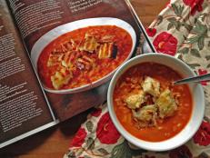 Make Ina Garten's Easy Tomato Soup and Grilled Cheese Croutons from her new cookbook, Barefoot Contessa Foolproof.