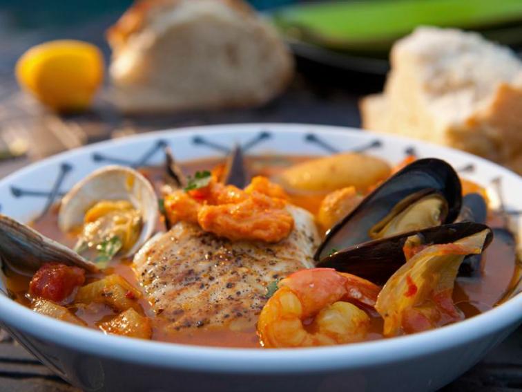 Bouillabaisse with Seared Halibut Recipe | Guy Fieri | Food Network