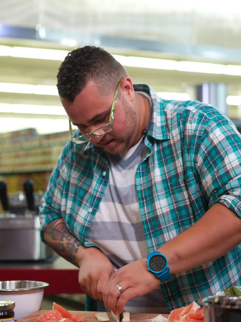 Chef Nick Wilson, during the cooking part of Game 1, 5 Ingredients Or Less, Asian Stir Fry, 20 minute time limit, as seen on Food Network's Guy's Grocery Games, Season 1.
