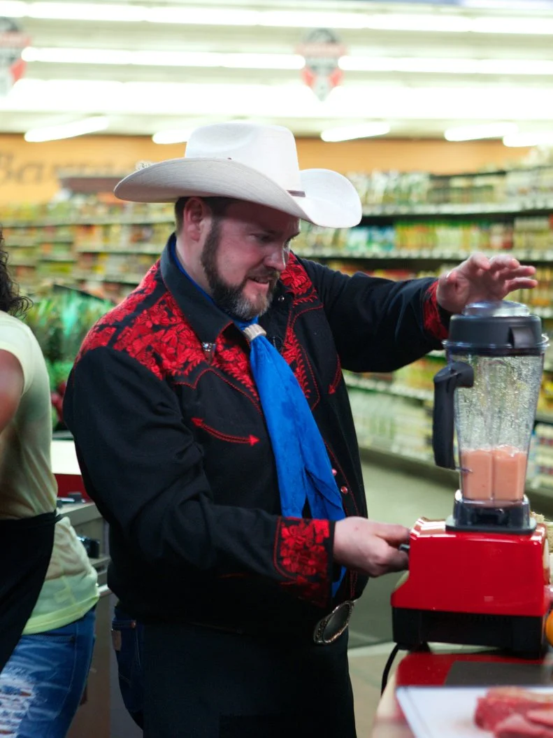 Chef Lenny McNab during the cooking part of Game 1, Out of Stock, Gourmet Salad, All Leafy Greens and Lettuce removed, 30 minute time limit, as seen on Food Network's Guy's Grocery Games, Season 1.
