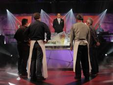 Mark Dacascos "The Chairman," introduces  the ice theme to the Iron Chef teams of JOSE GARCES, BOBBY FLAY, MASAHARU MORIMOTO, and GEOFFREY ZAKARIAN as seen on Food Network’s Iron Chef America.