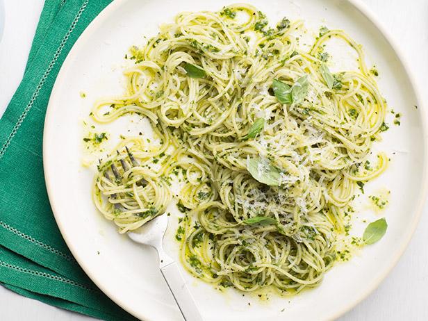 Angel Hair Pasta with Pesto Recipe | Tyler Florence | Food Network
