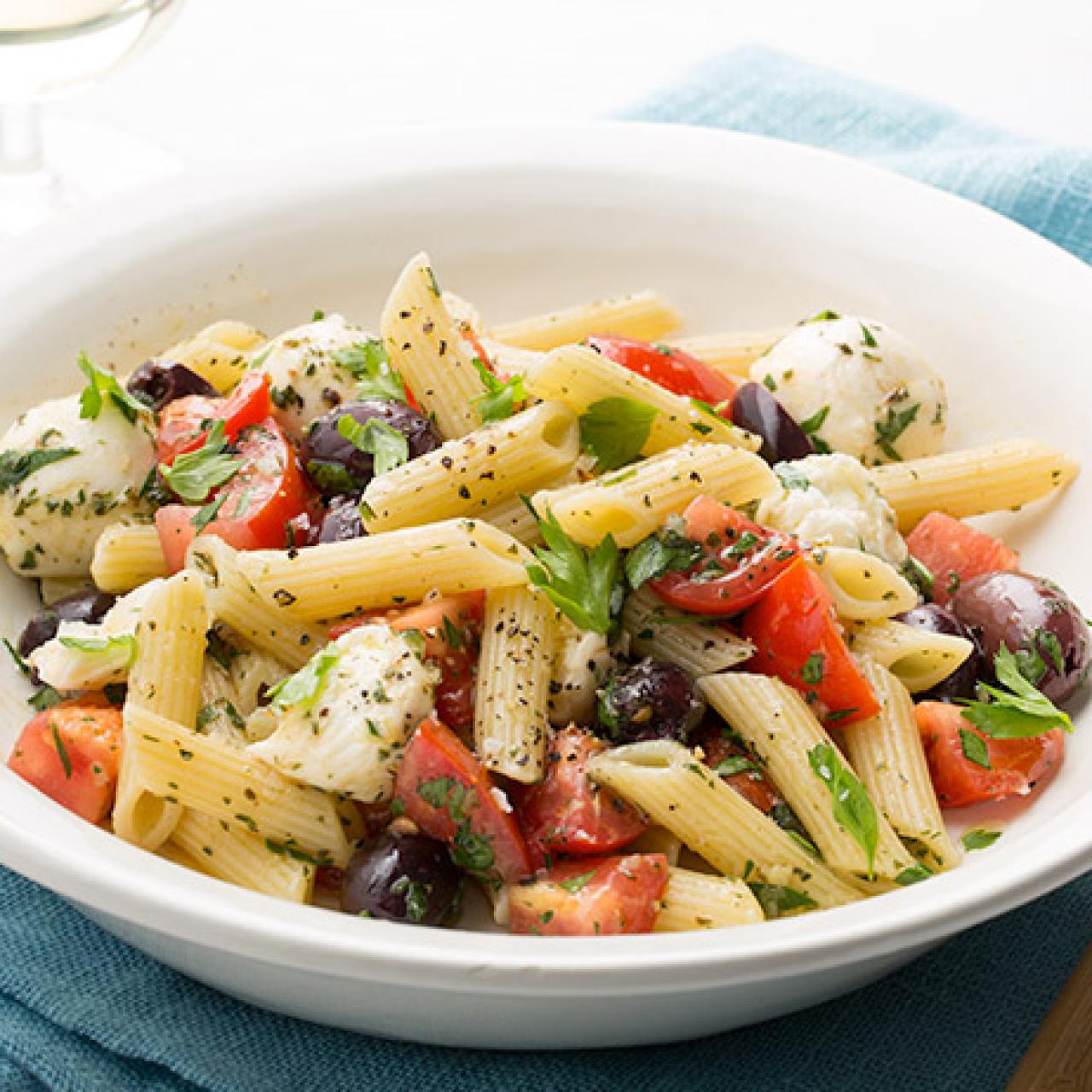 Penne with Baby Mozzarella Tomatoes and Herbs