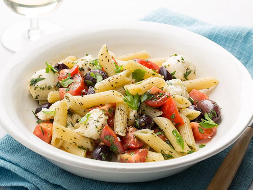Penne with Baby Mozzarella, Tomatoes, and Herbs Recipe | Food Network ...