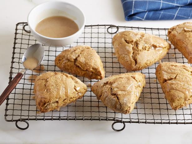 Damaris Phillip's Pumpkin Scones with Maple-Cinnamon Glaze for Thanksgiving Brunch as seen on Food Network's Southern at Heart