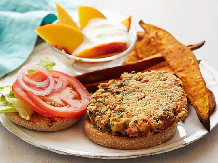 BeanKale Burgers with Sweet Potato Wedges Recipe Food Network Kitchen Food Network