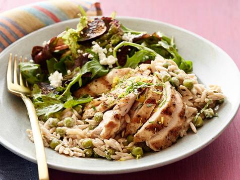 Creamy Lemon-Pepper Orzo with Chicken and Fig Salad